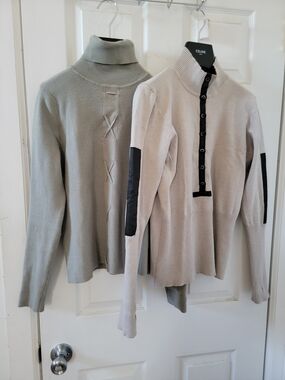 Buy 1 Get 1 Free Cream Ribbed Half-Button Turtleneck Sweater